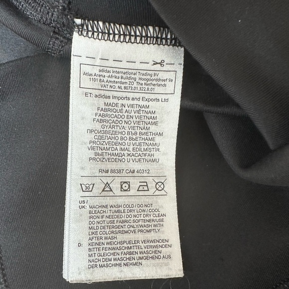 Adidas Climalite Black Stripe Logo Mid Rise Workout Athletic Yoga Leggings - Picture 5 of 5